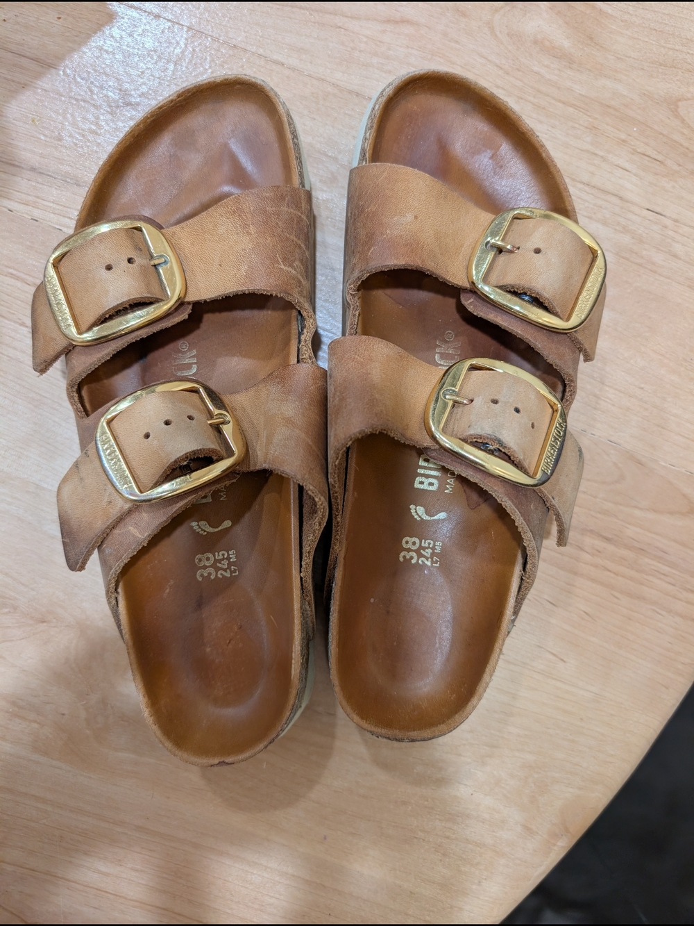 Birkenstock Tan Leather Double-Buckle Kids Sandals